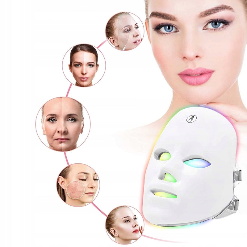 FACE MASK LED 7in1 PHOTON THERAPY ANTI AGE LIGHT TREATMENT GIFT Packaging status original