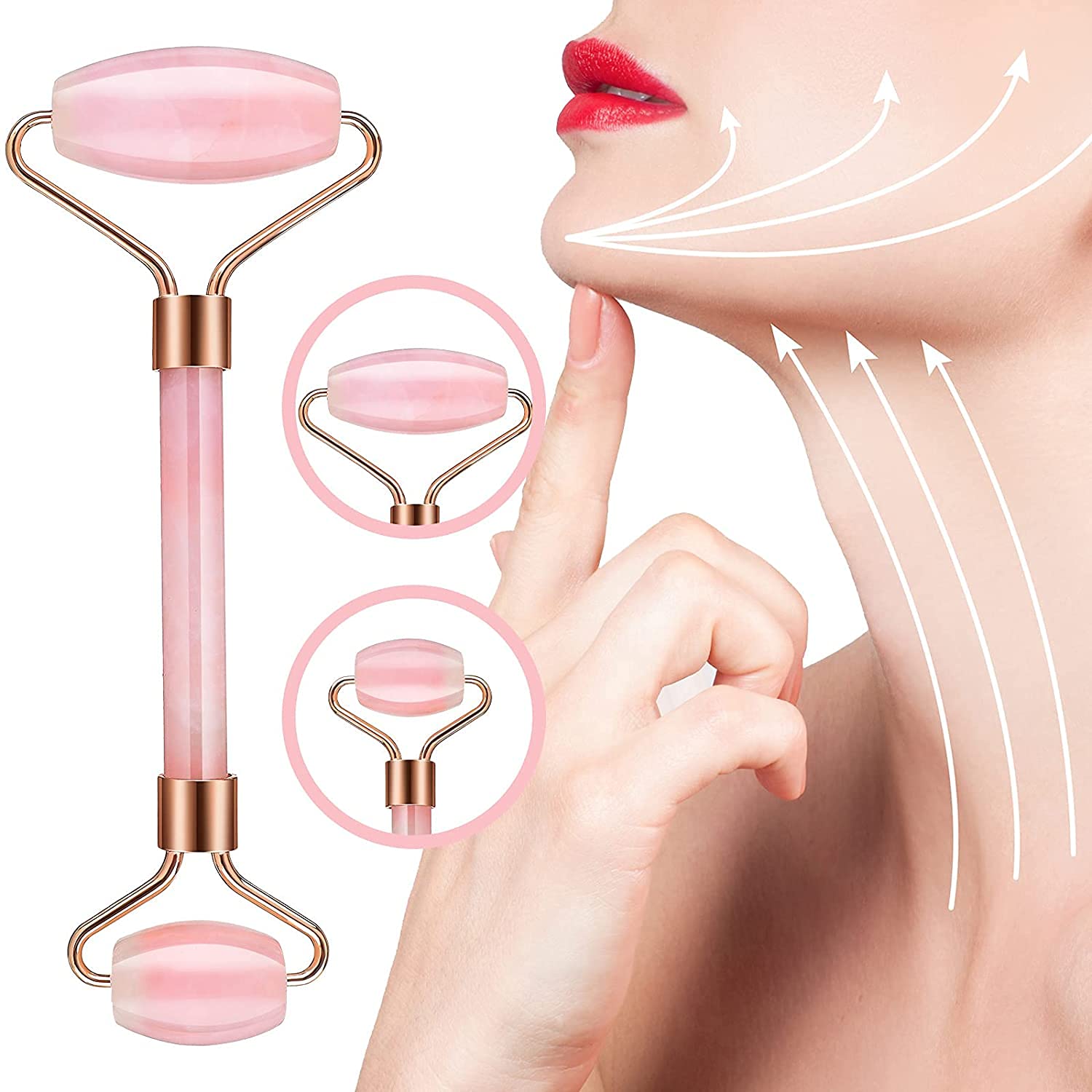 FACE MASSAGER JADE FIRMING WITH JADE ROLLER PINK Brand no brand