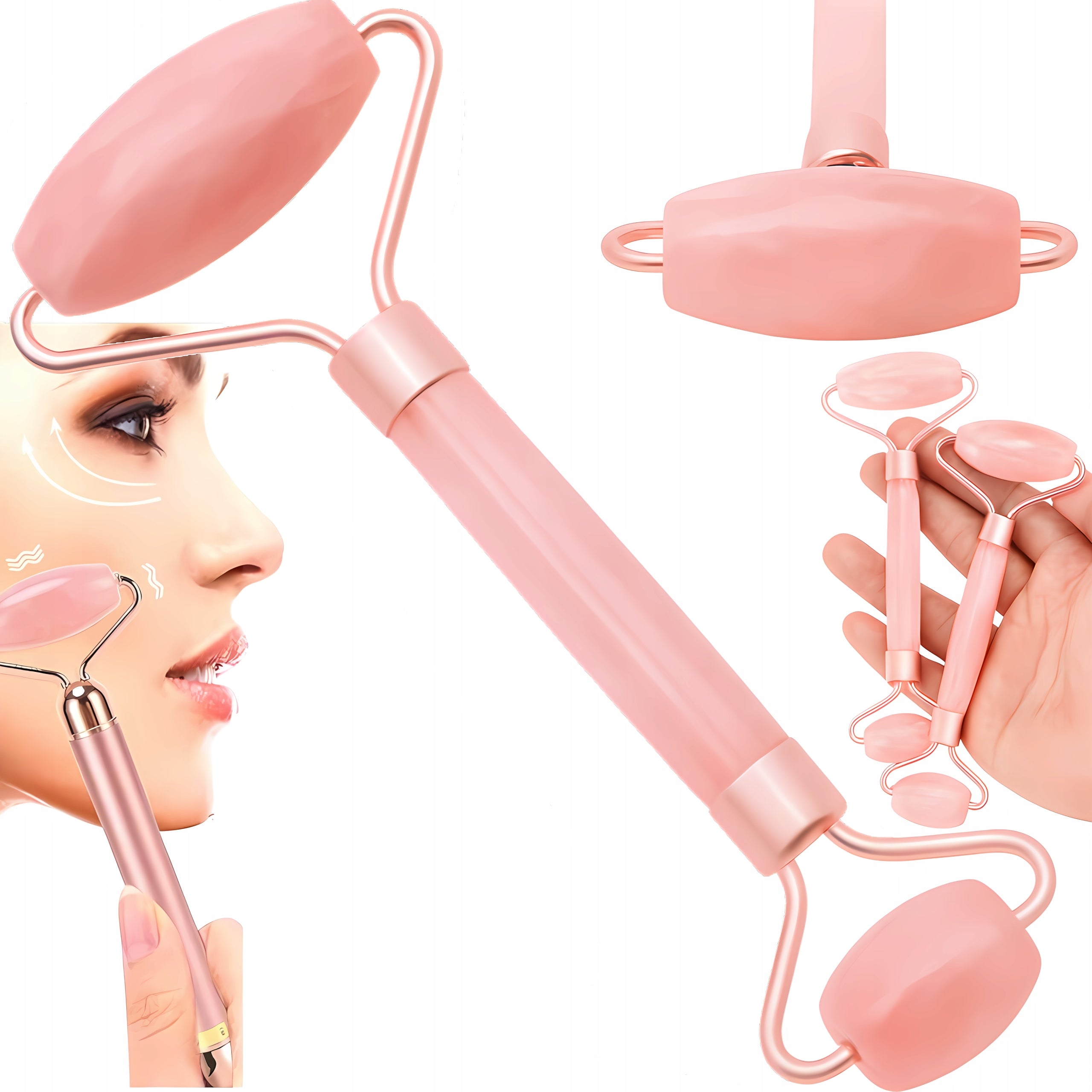 FACE MASSAGER JADE FIRMING WITH JADE ROLLER PINK