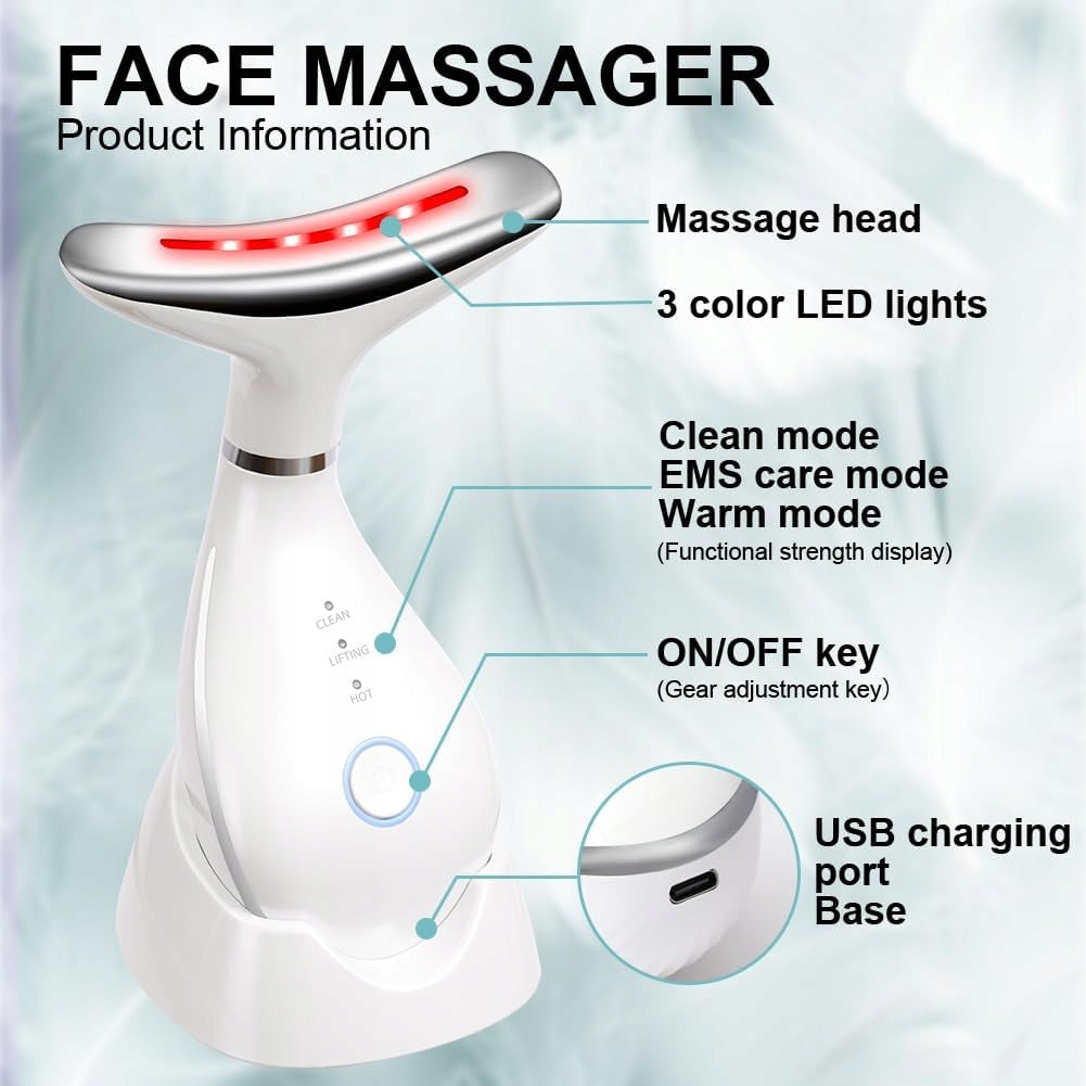 FACE MASSAGER WITH HEAT AND LED LIGHT FIRMS AND SMOOTHES WRINKLES Manufacturer code 5906663104015