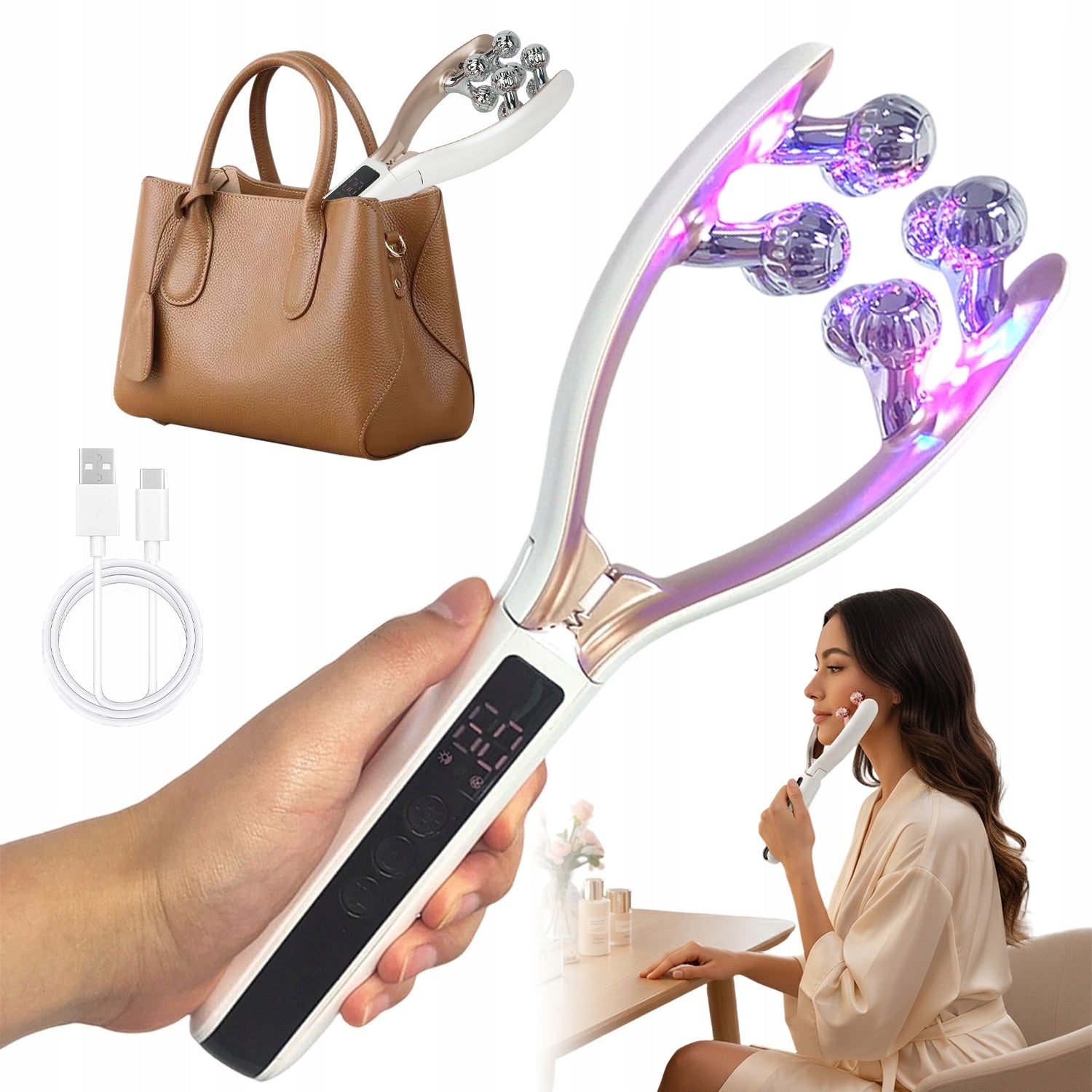 FACE MASSAGER WITH VIBRATION FOR FACE LIFT NECK ROLLER FIRMING
