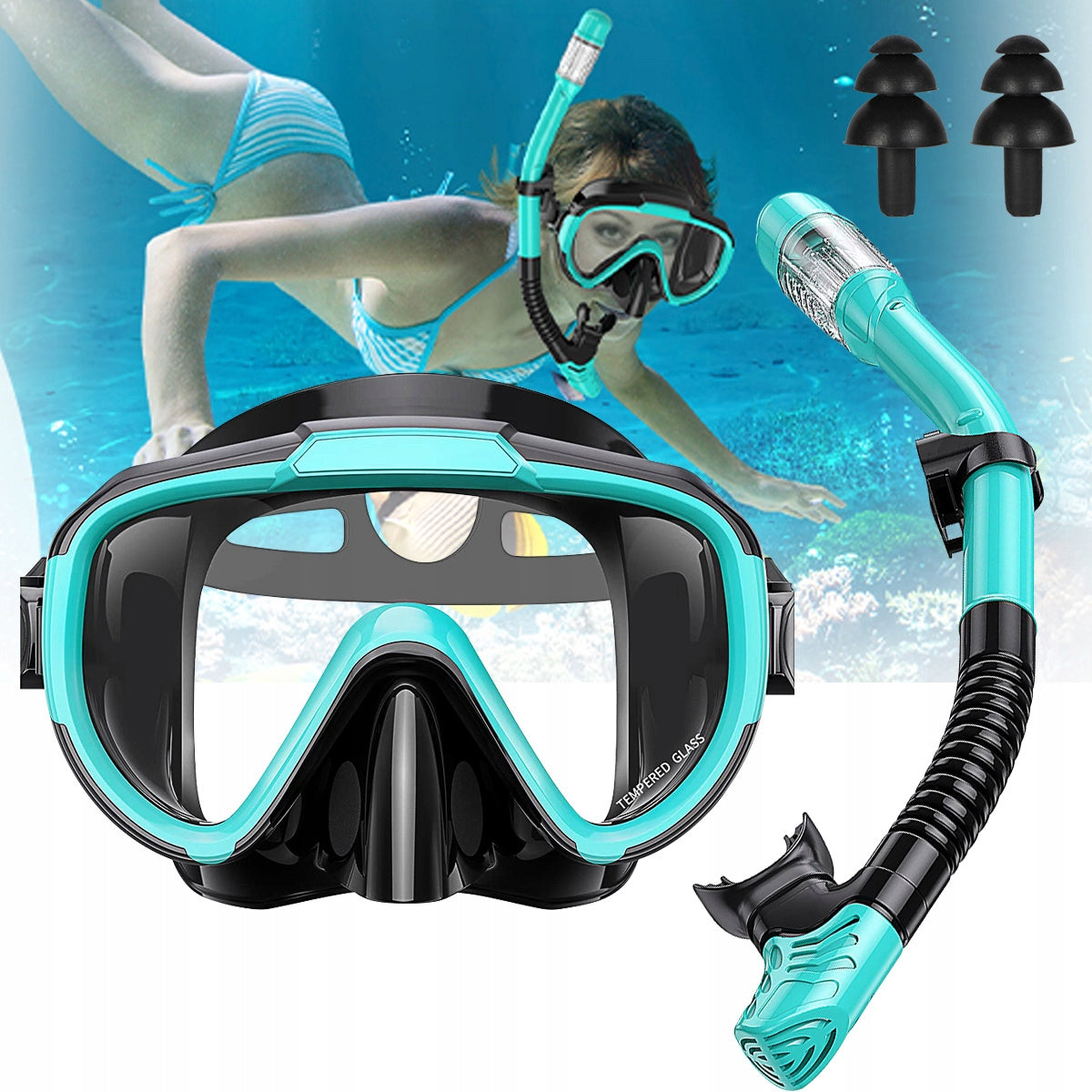FACE SNORKELING MASK AND WATER SNORKELING TUBE