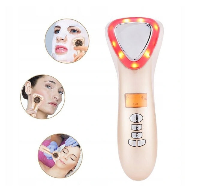 FACE ULTRASONIC MASSAGER 5in1 LED IONTOPHORESIS Batteries included yes