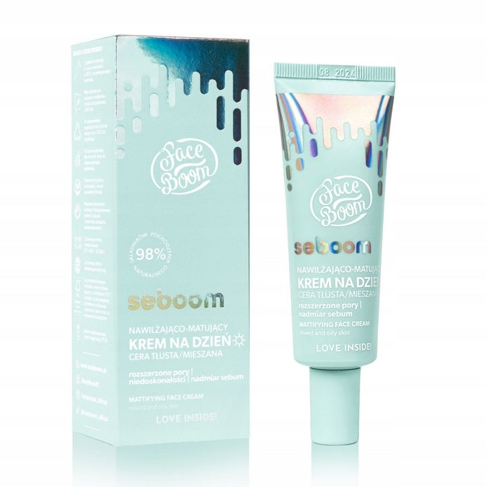 Feuchtigkeitsspendende matte Tagescreme für fettige Mischhaut Bielenda FaceBoom Seboom, 50 ml 