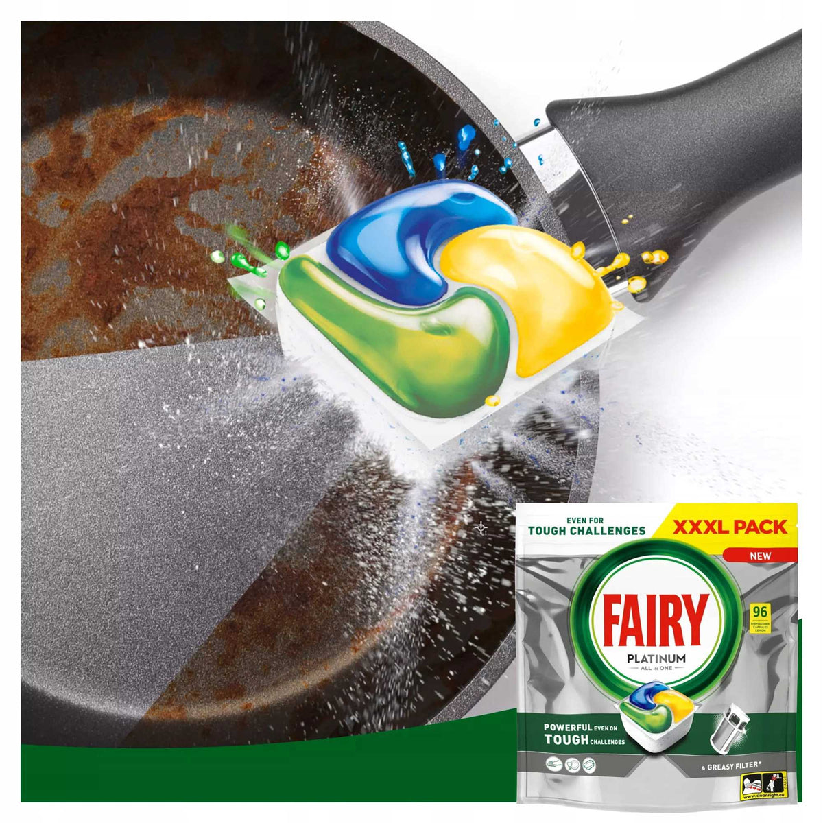 FAIRY PLATINUM ALL IN ONE CAPSULES TABLETS FOR DISHWASHER LEMON 96 PIECES Manufacturer code Kapsułki Fairy Platinum All In One 96 Sztuk