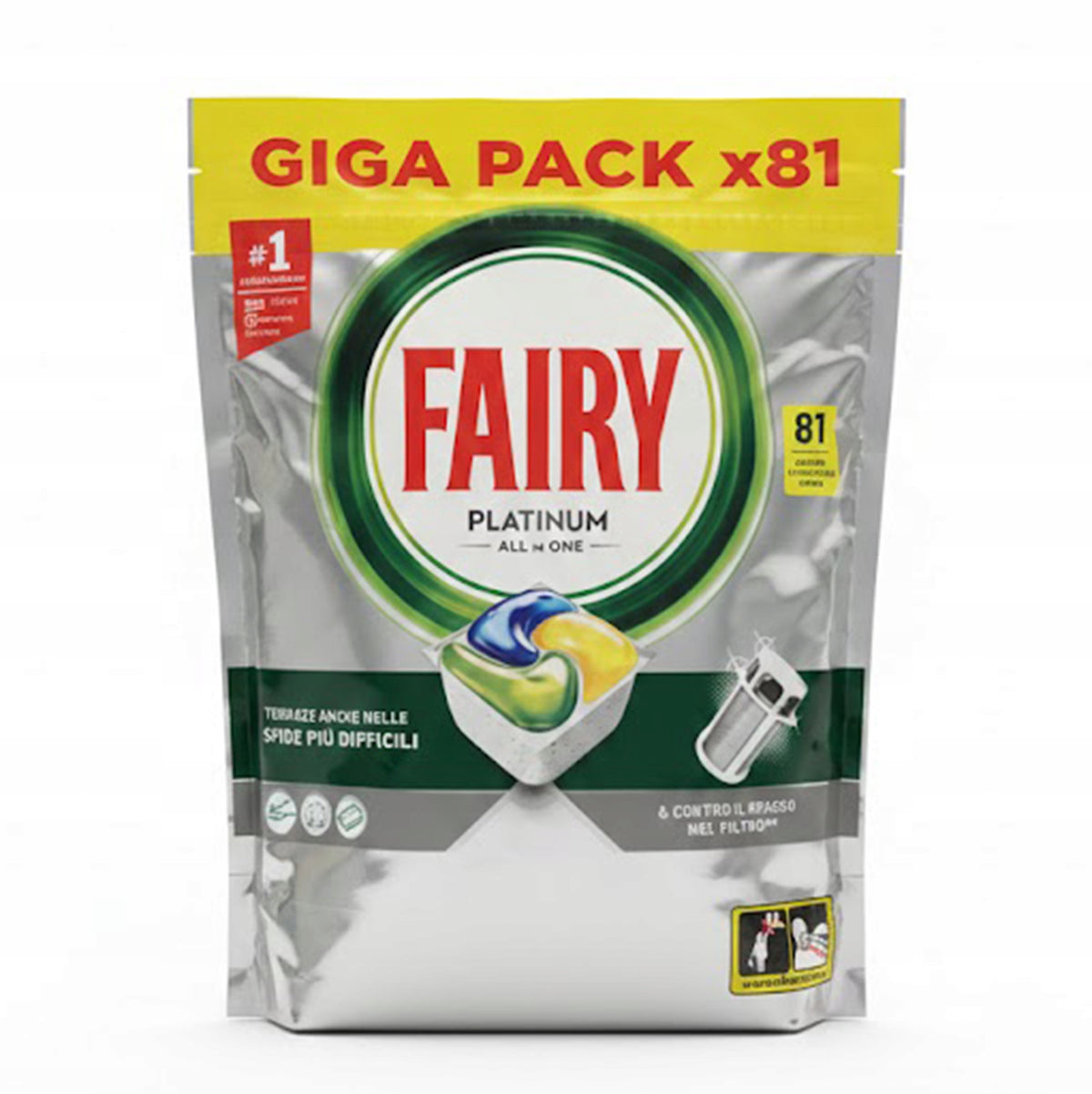 FAIRY PLATINUM DISHWASHER CAPSULES - LEMON, 81 PIECES