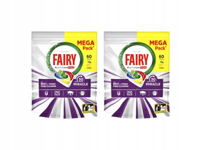 FAIRY Platinium Plus All In 30 Minutes Miracle Dishwasher Capsules - 120 Pack