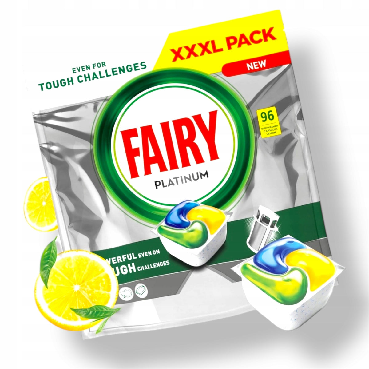 FAIRY Platinum All In One Dishwasher Capsules Lemon 96pcs