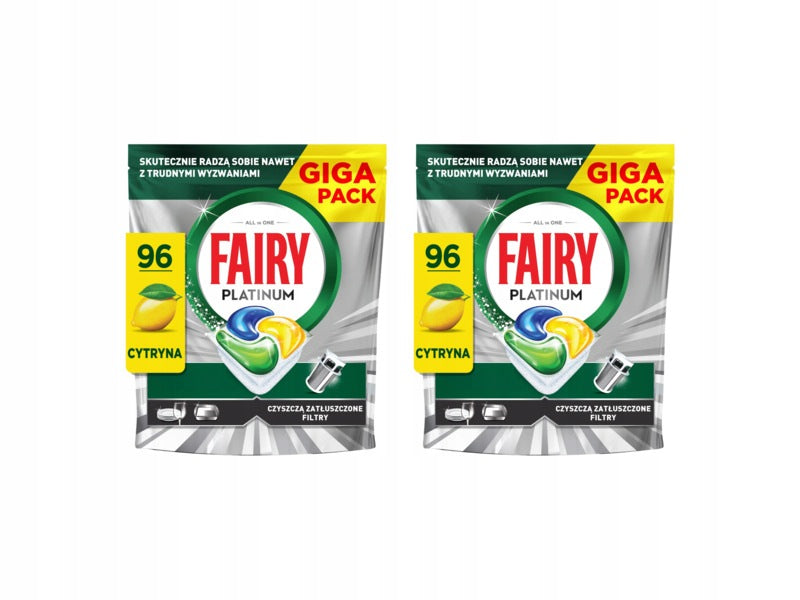 FAIRY Platinum All in One Lemon Dishwasher Capsules - 2 x 96 Pack