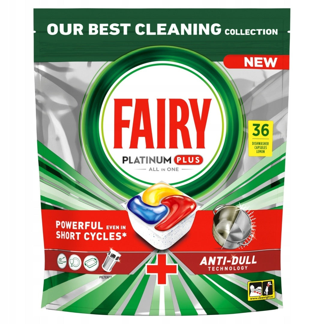 FAIRY Platinum Plus All in One Lemon Dishwasher Capsules - 36 Pack