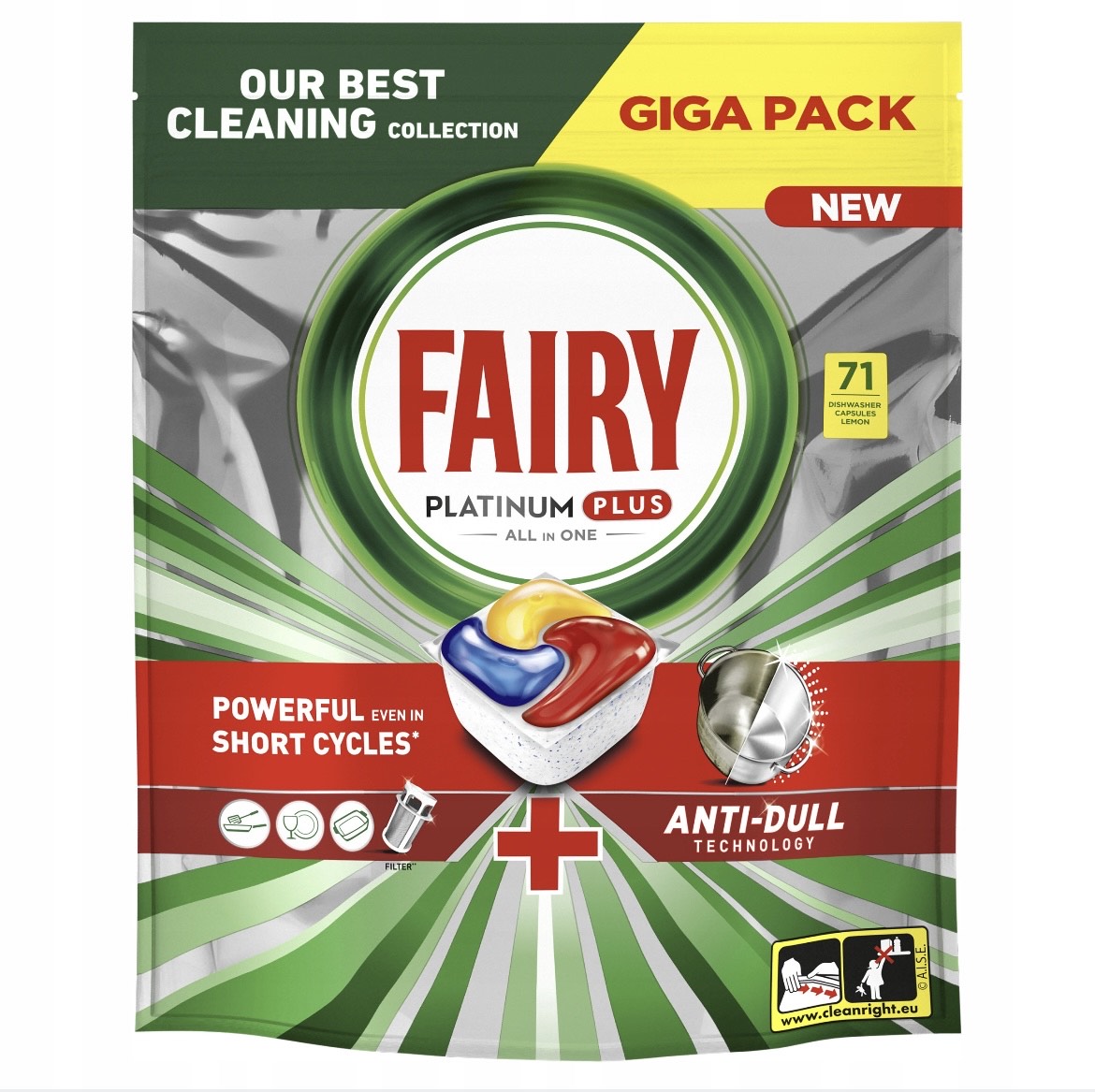 FAIRY Platinum Plus Lemon Dishwasher Capsules 71pcs