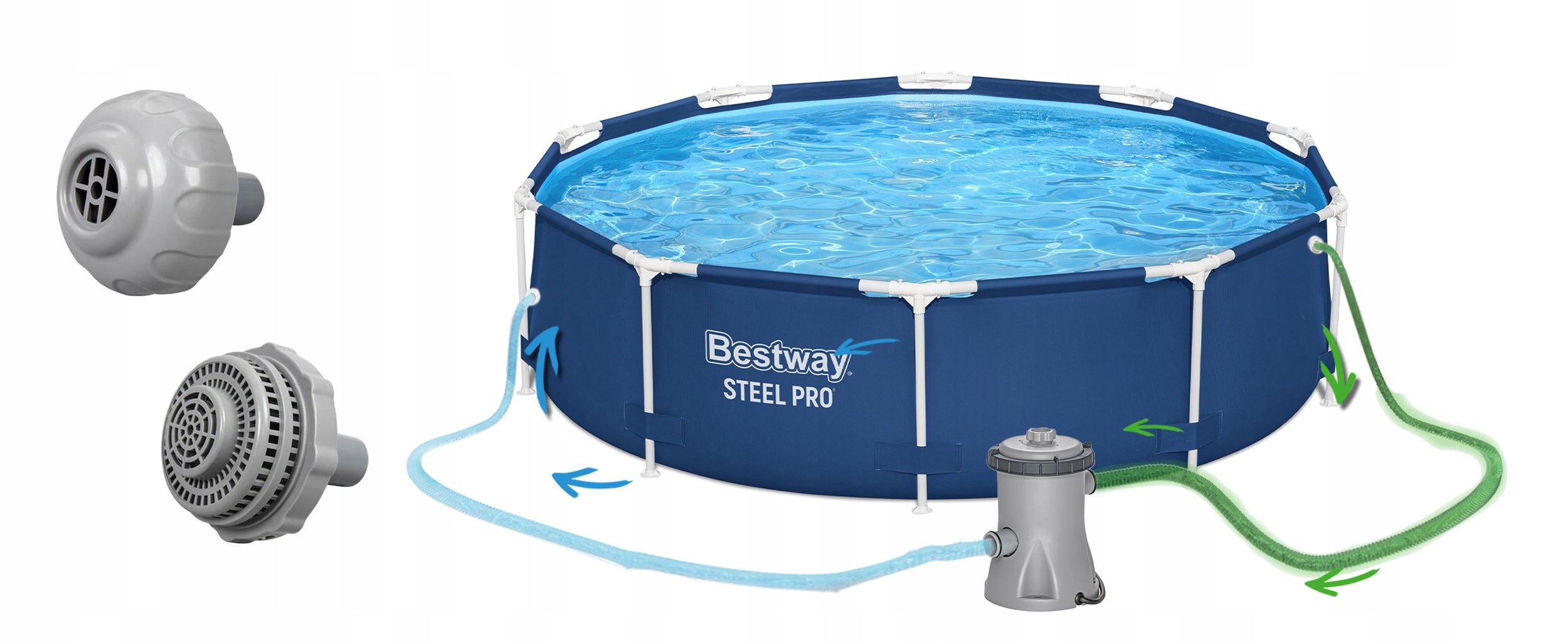 FAMILY GARDEN RACK POOL WITH PUMP 305x76cm Bestway Set Max 16in1 Brand Bestway