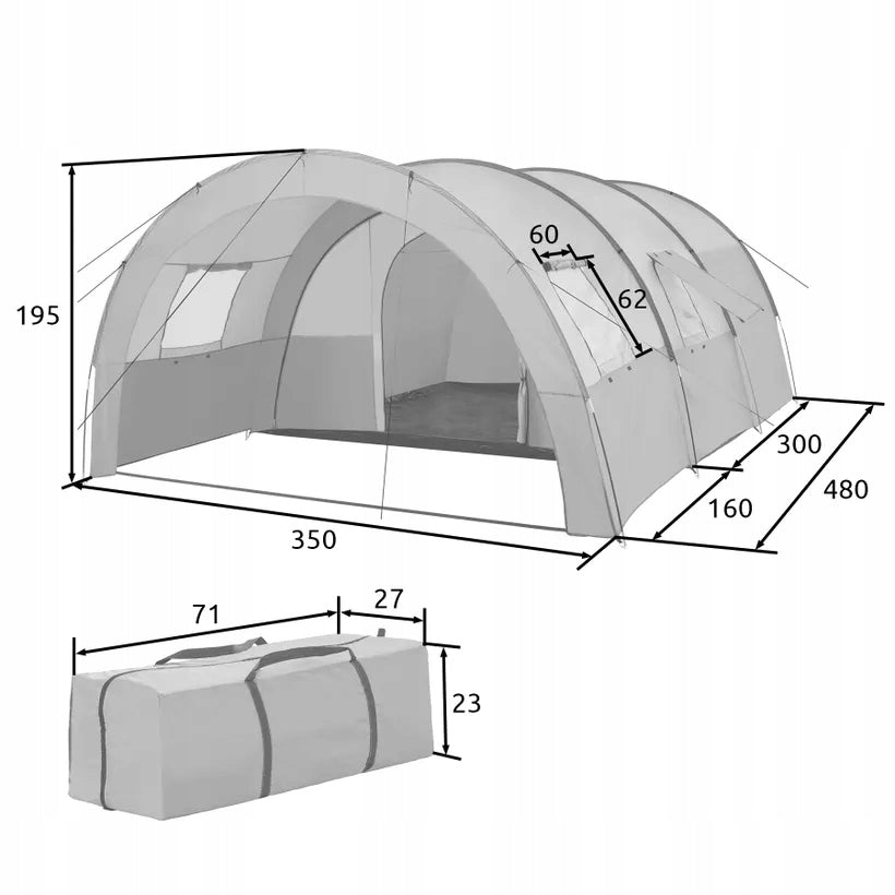 FAMILY TOURIST TENT up to 6 people Number of people 6