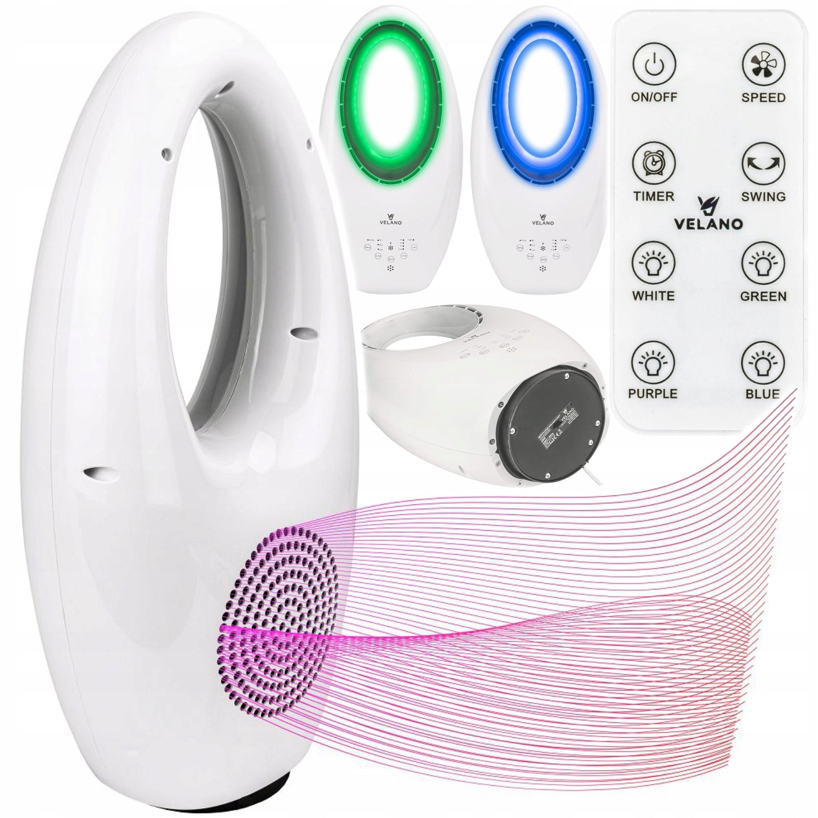 FAN BLADELESS FLOOR OSCILLATION TIMER BACKLIGHT LED REMOTE CONTROL