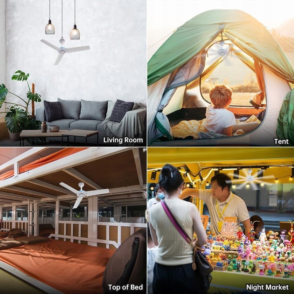 FAN CEILING FAN USB CHARGING FOR BEDROOM LIVING ROOM CAMPING PONY Product weight with unit packaging 0.32 kg