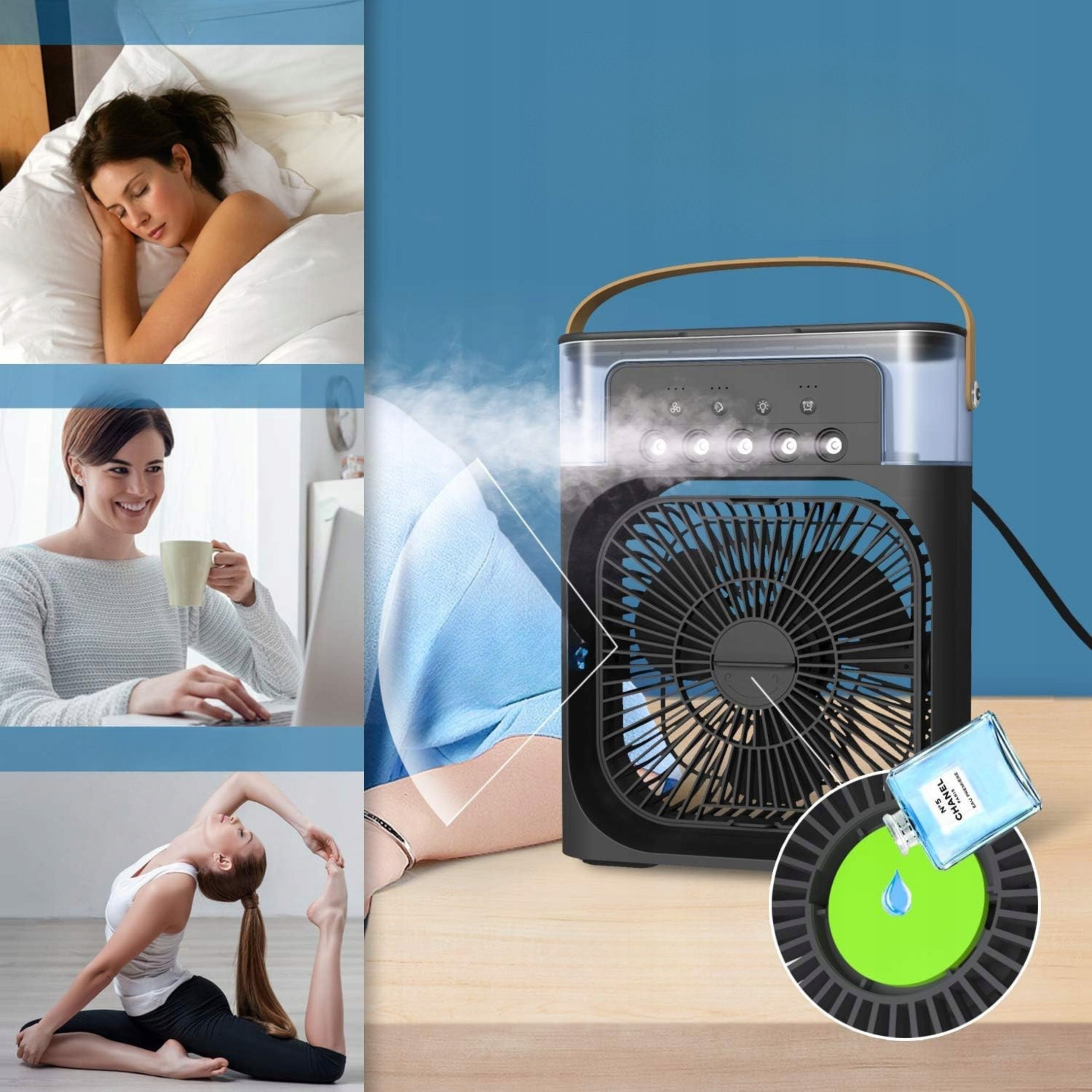FAN DESK FAN COLUMN AIR CONDITIONER ROOM MIST WATER Dominant color black