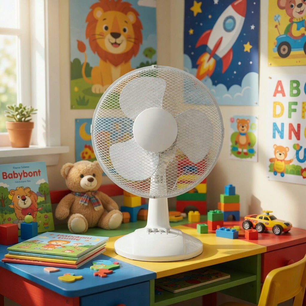FAN DESK FAN QUIET OFFICE POWERFUL 40W OSCILLATION 3 MODES Dominant color white
