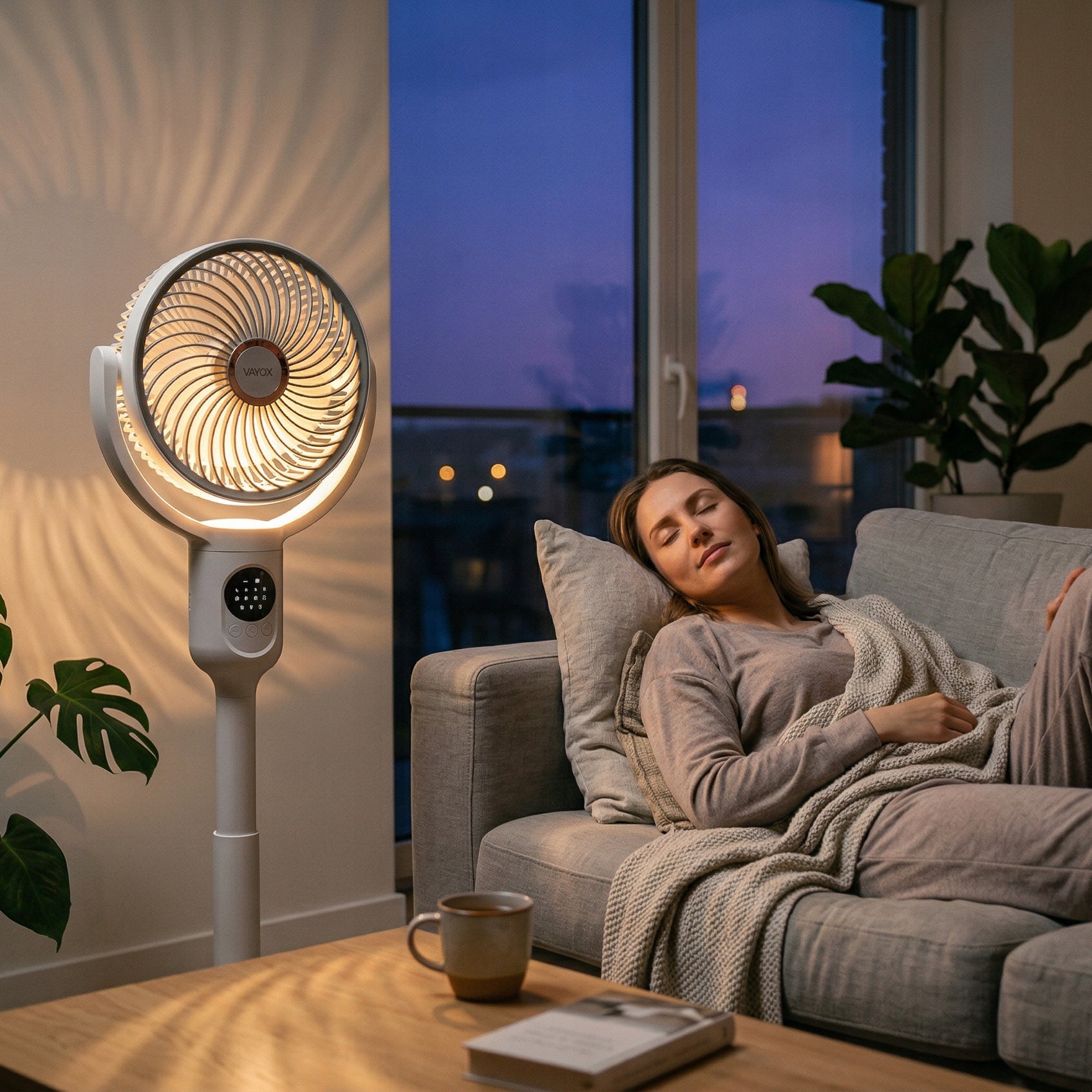 FAN FLOOR FAN STANDING WIRELESS TIMER REMOTE CONTROL USB VAYOX Packaging status original
