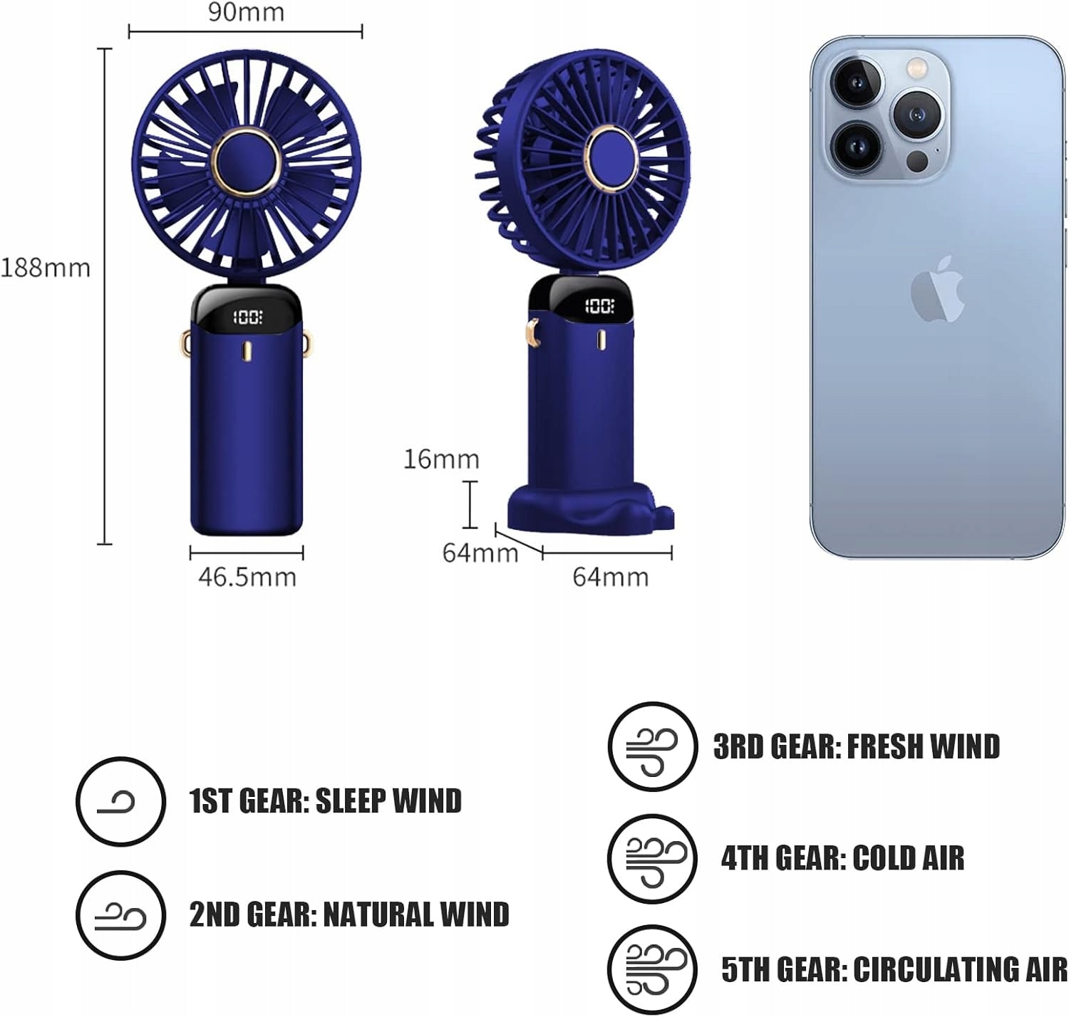FAN FOLDABLE HANDY USB 4000mAh BATTERY MUTE Fan type mini