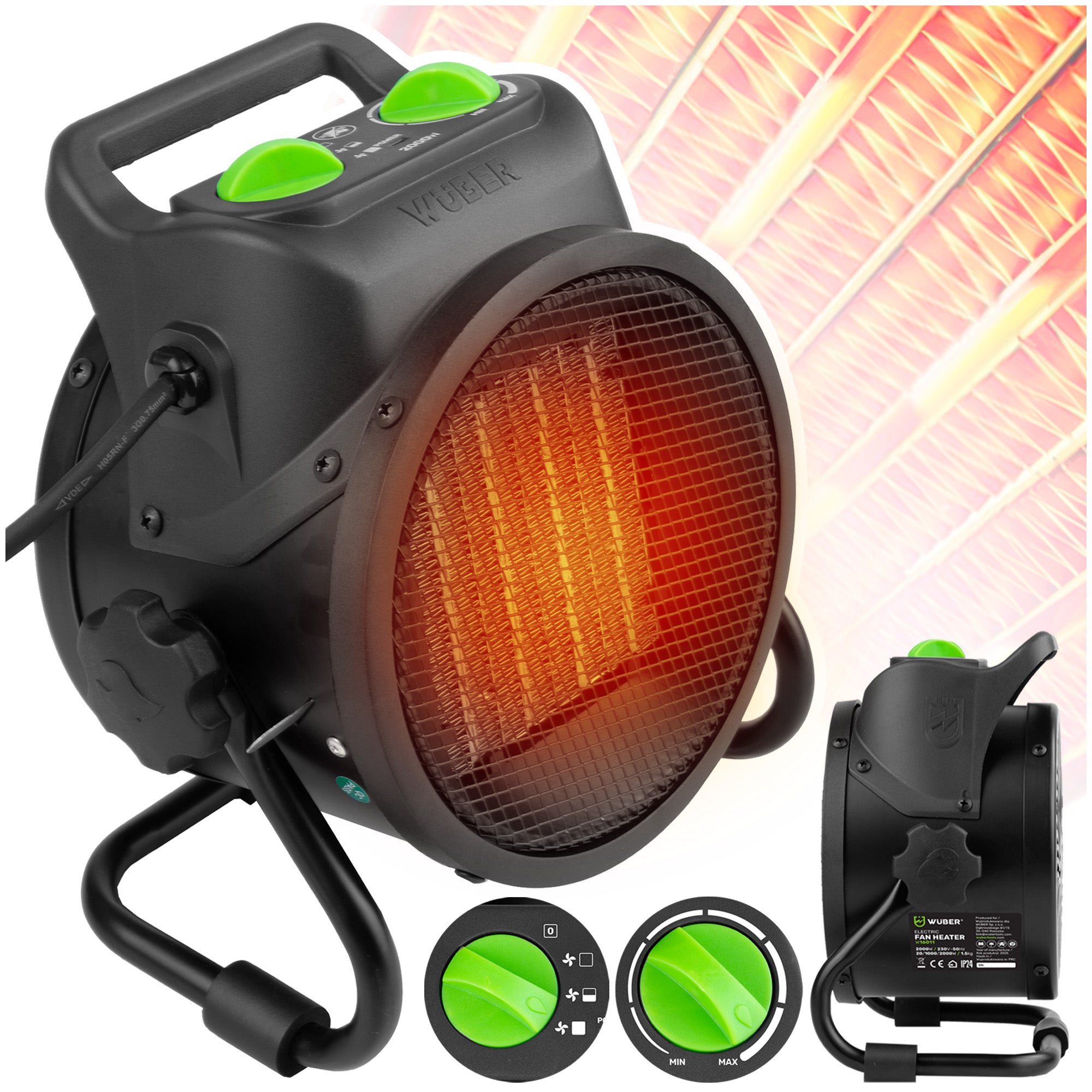 FAN HEATER 2000W HEATER WITH THERMOSTAT POWERFUL APRON HEATER 2KW