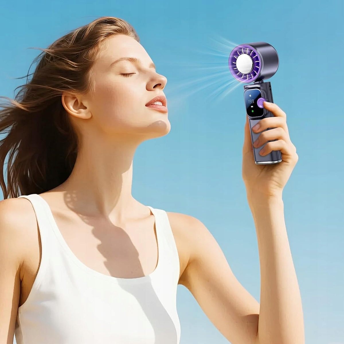 FAN MINI WINDMILL FAN PORTABLE MOBILE POCKET HANDHELD USB Dominant color silver/gray