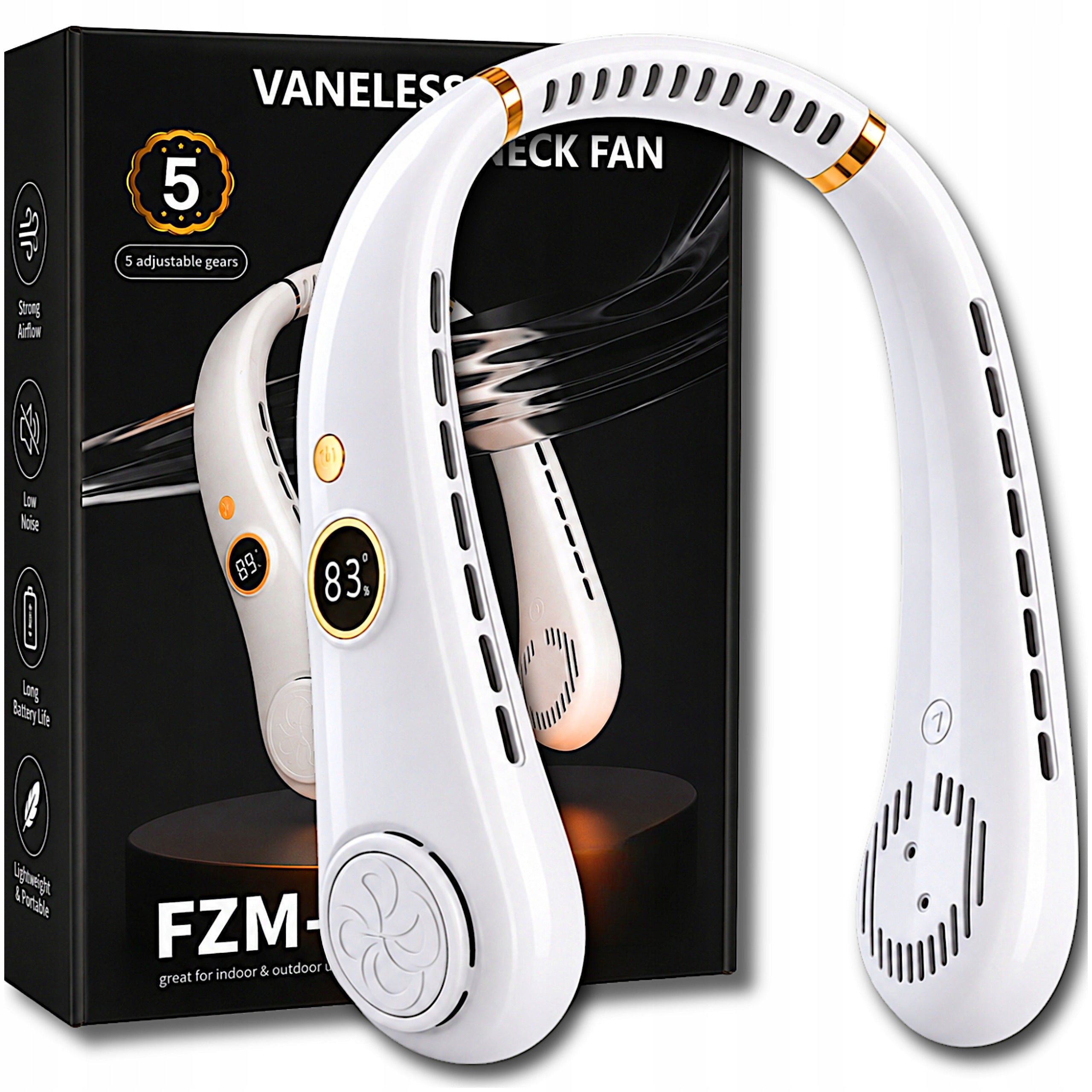 FAN NECK USB-C PORTABLE 5 MODES LCD