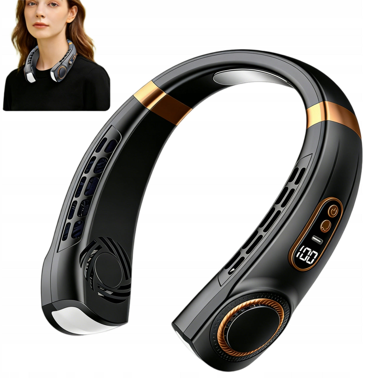 FAN NECK USB-C PORTABLE 5 MODES LCD