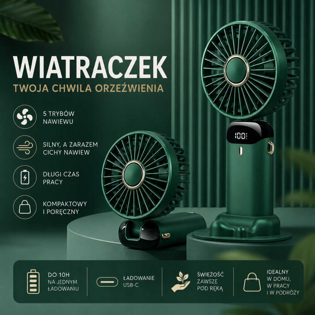 FAN PORTABLE FAN BATTERY 5 MODES LCD USB-C DESKTOP QUIET Manufacturer code N15