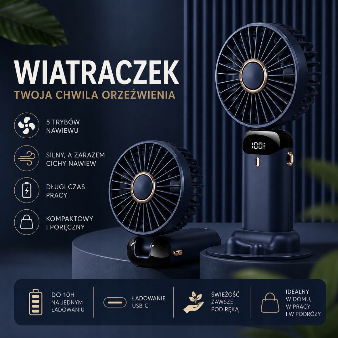 FAN PORTABLE FAN BATTERY 5 MODES LCD USB-C DESKTOP QUIET Packaging status original