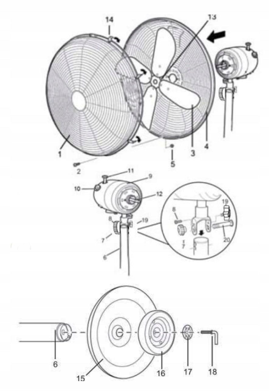 FAN STANDING FAN 4 BLADES 60W HIGH 125CM QUIET STRONG METAL Functions air purification oscillation tilt angle adjustment height adjustment
