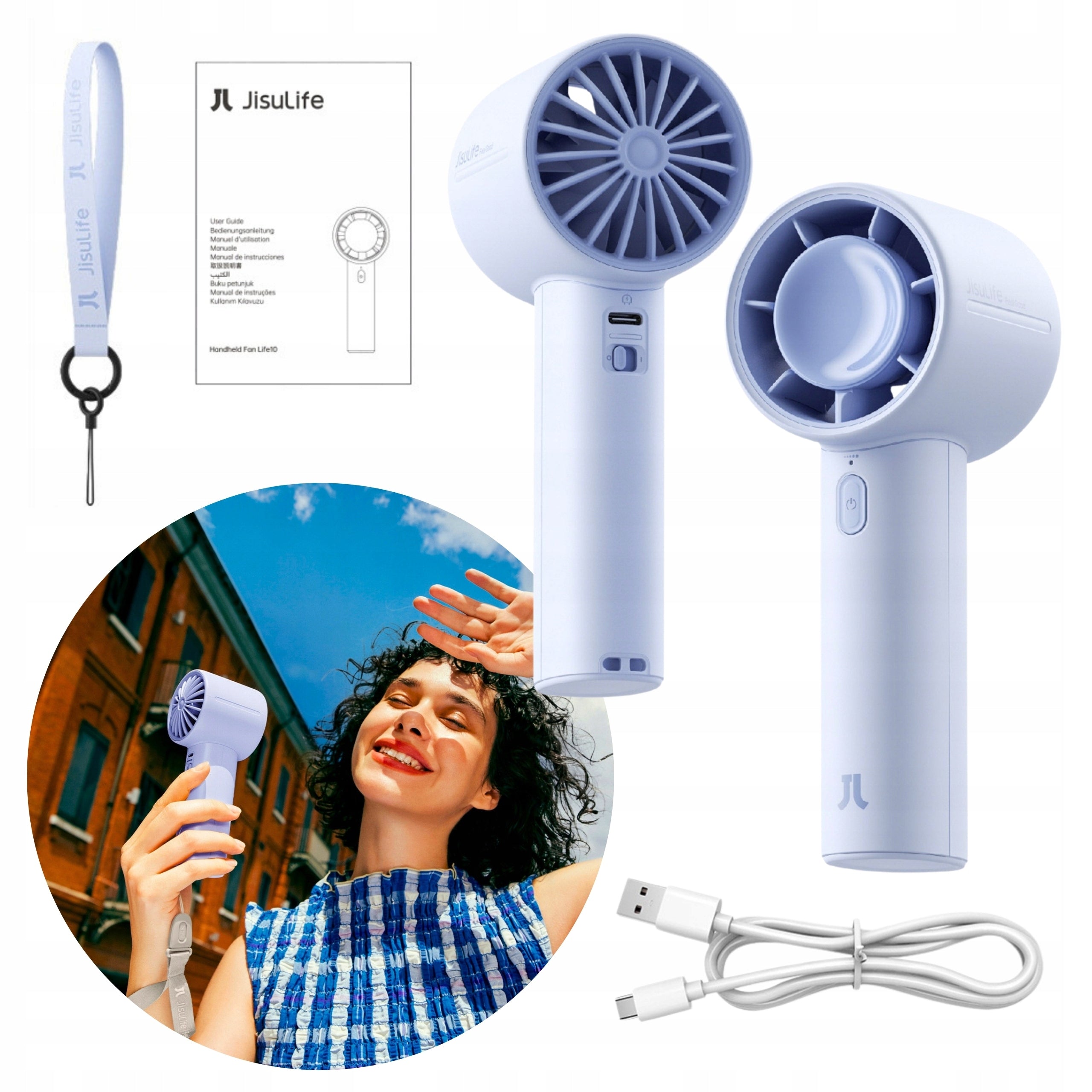 FAN USB FAN 4000mAh 5 AIRFLOW MODES + USB-C CABLE AND LIGHT LANYARD