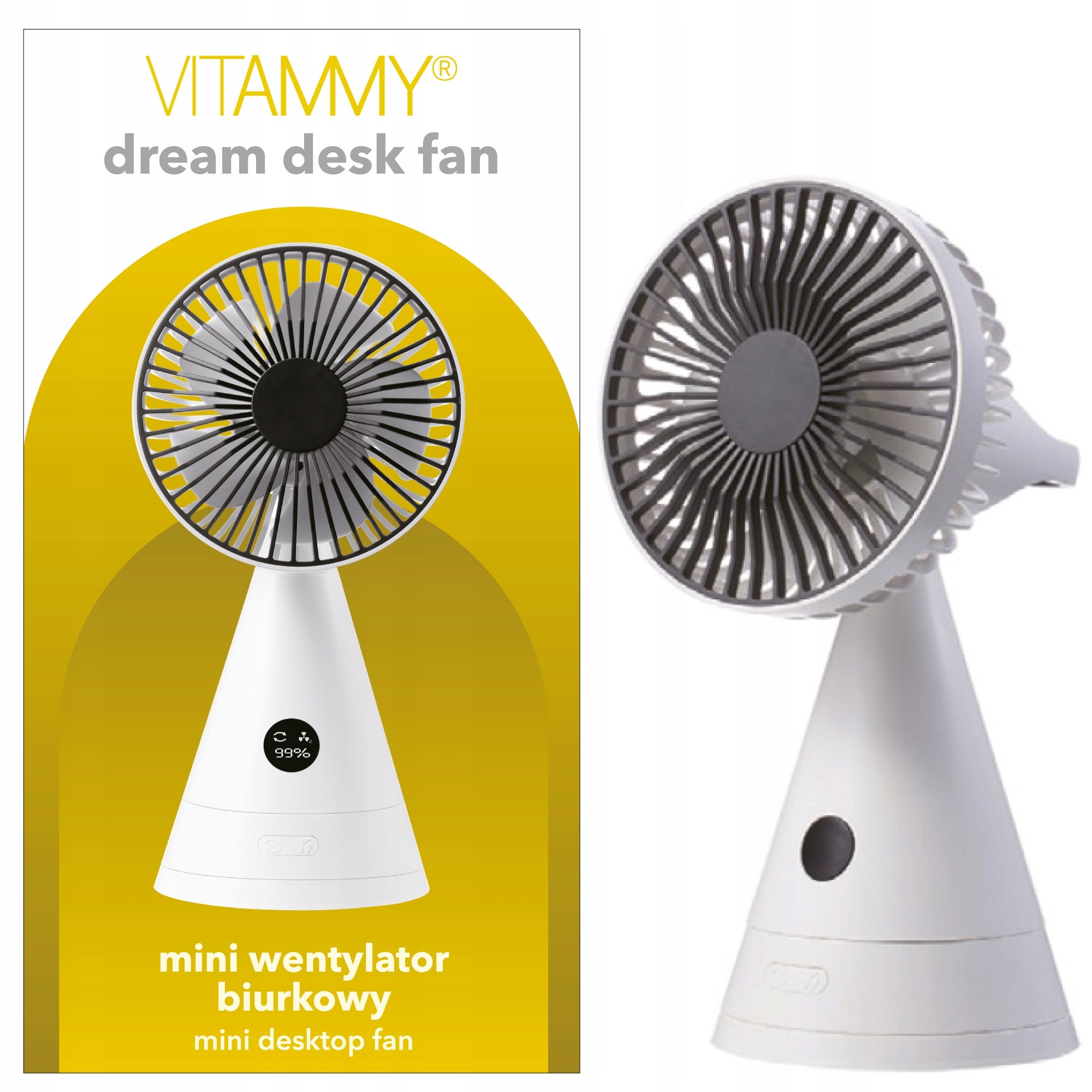 FAN VITAMMY DESK FAN PORTABLE RECHARGEABLE USB 4000 mAh