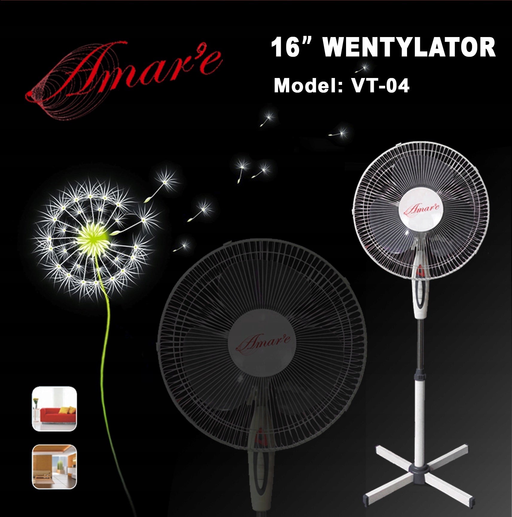 FAN VT04 Floor Standing 40cm 40w Grey Packaging status original