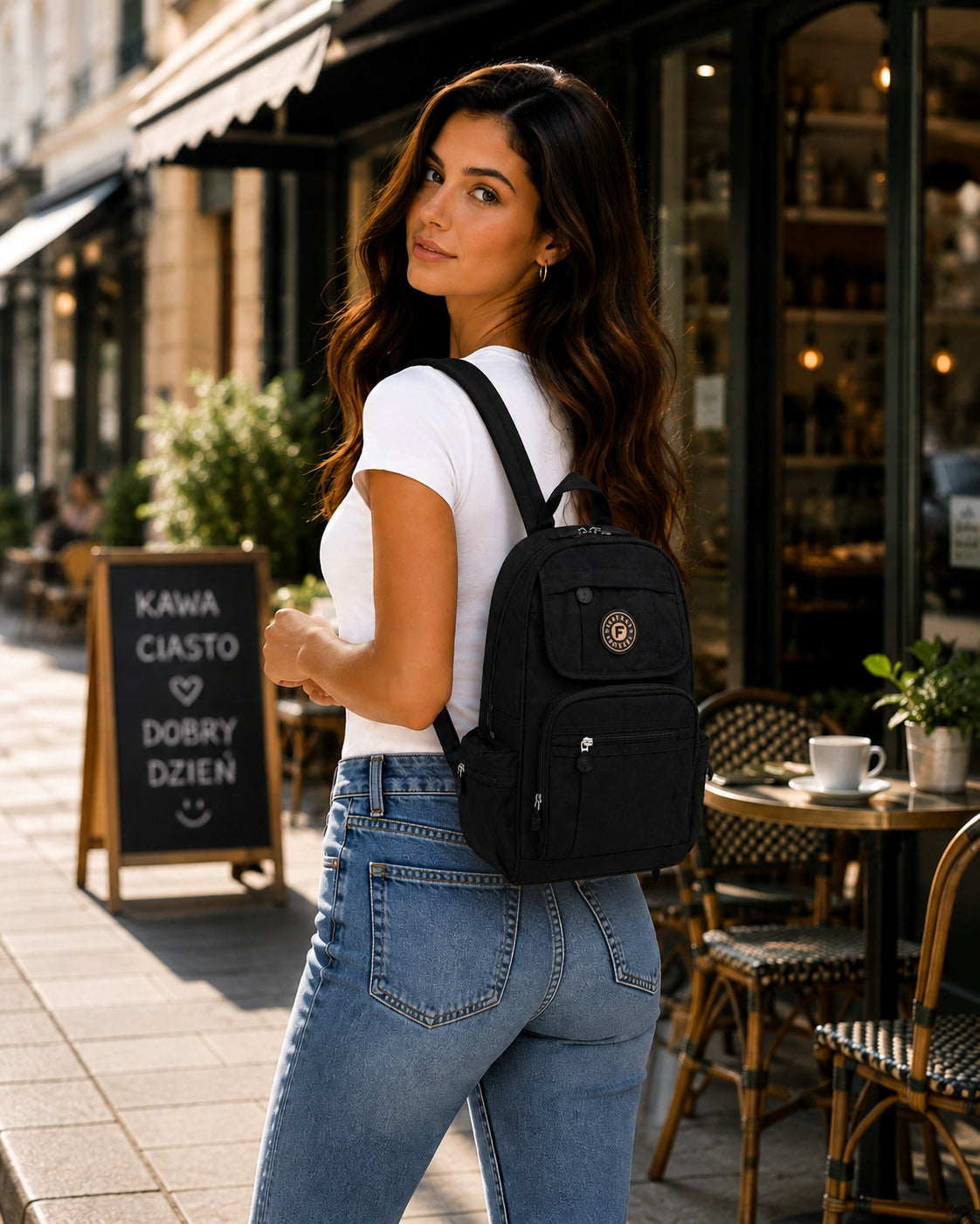 FANTASY A4 women's city backpack for trip, school, work black Brand Fantasy