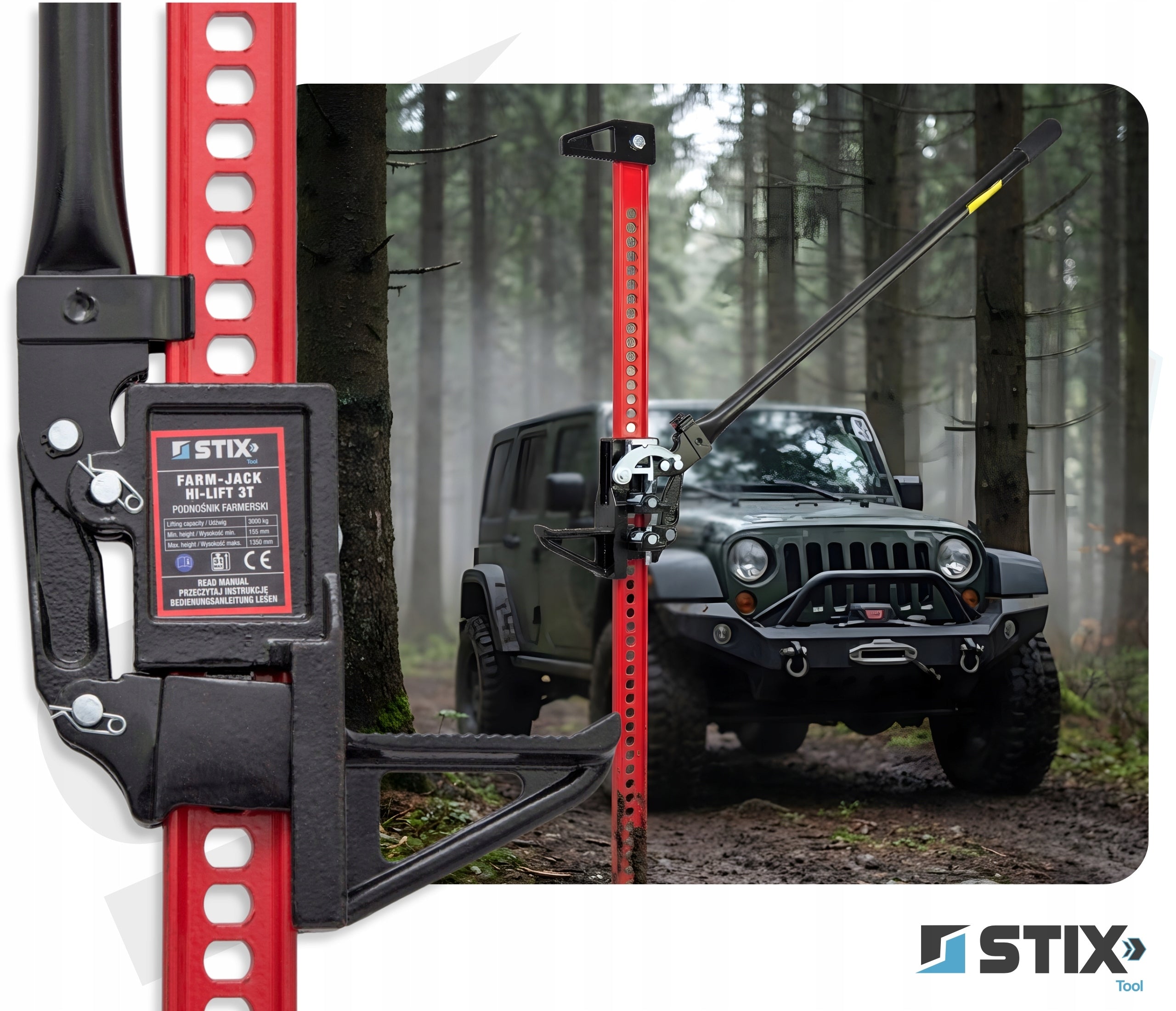 FARM LIFT JACK HI LIFT LIFTING CAPACITY 3T 60'' / 152,40CM OFF-ROAD STIX Minimum lifting height 155 mm