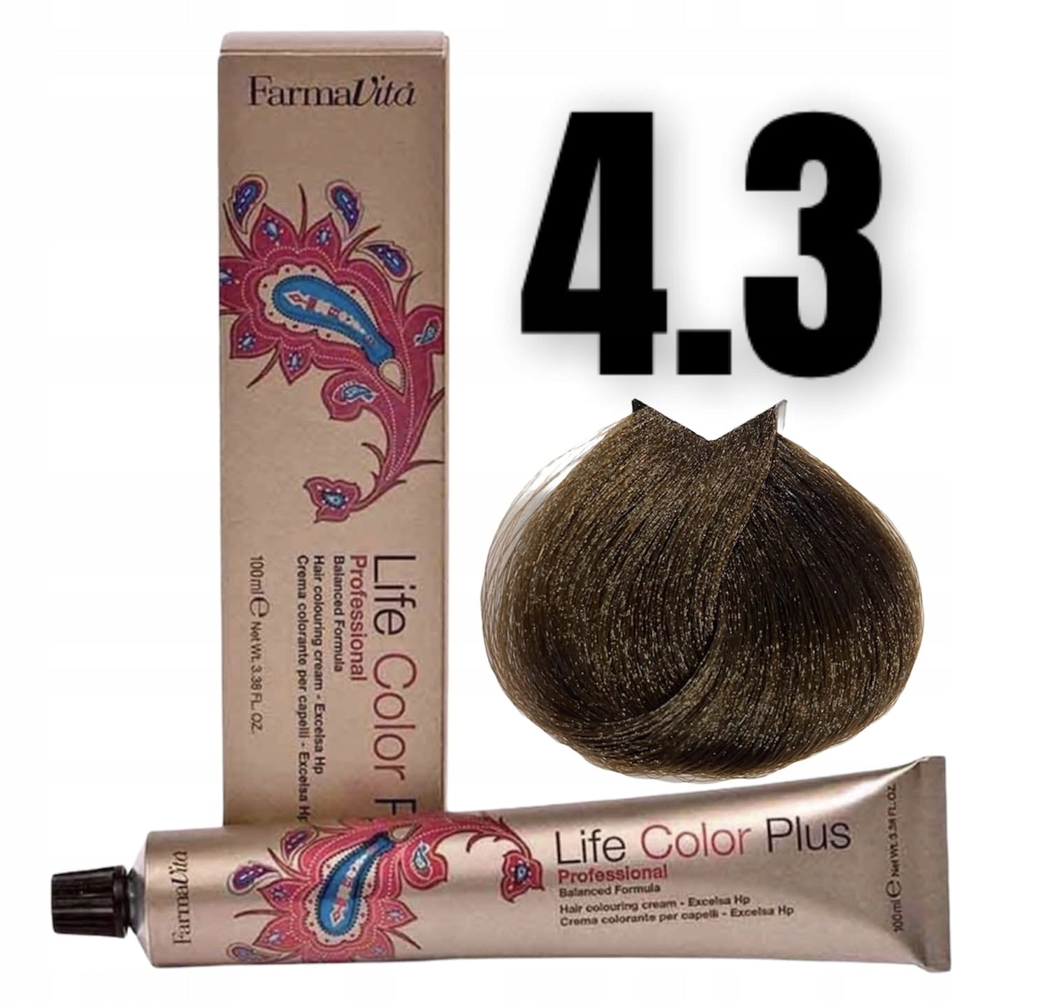 Ilgalaikiai plaukų dažai Farmavita Life Color Plus Nº 4 3 Golden Brown, 100 ml