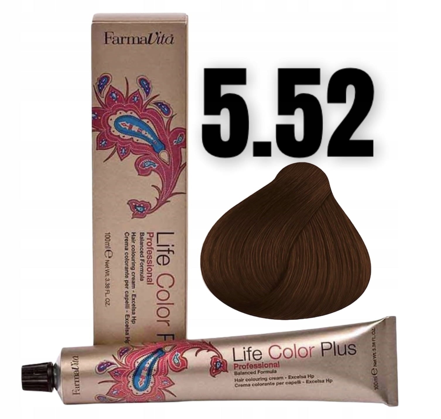 Ilgalaikiai plaukų dažai Farmavita Life Color Plus Nº 5 52 Light Brown Choco Mahogany, 100 ml