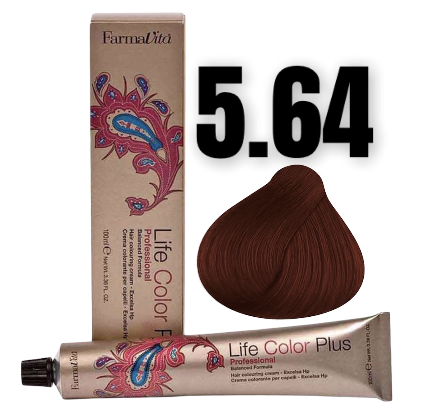 Ilgalaikiai plaukų dažai Farmavita Life Color Plus Nº 5 64 Light Brown Red Copper, 100 ml