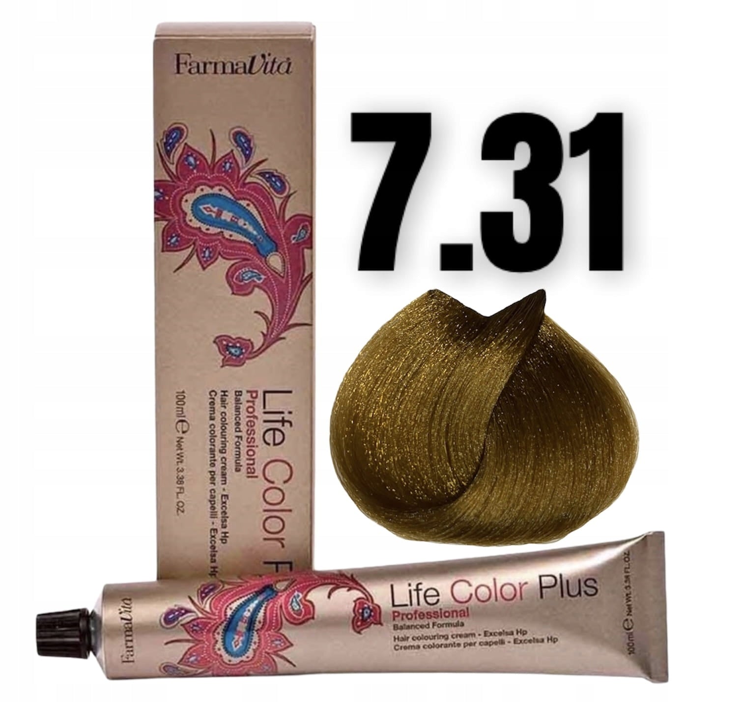 Ilgalaikiai plaukų dažai Farmavita Life Color Plus Nº 7 31 Golden Ash Blonde, 100 ml