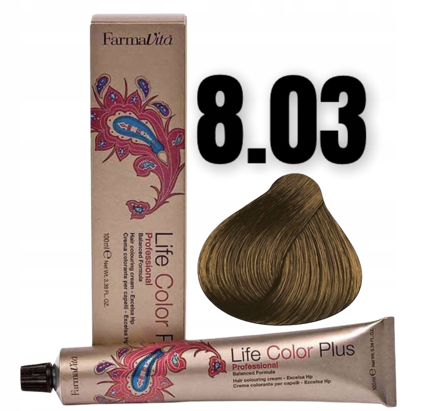 Ilgalaikiai plaukų dažai Farmavita Life Color Plus Nº 8 3 Light Warm Blonde, 100 ml