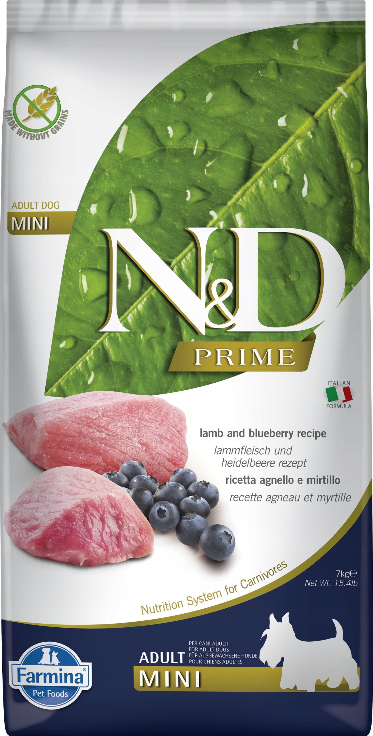 FARMINA N&D DOG PRIME Adult Mini Lamb & Blueberry 7kg - for small breed dogs Packaging status original