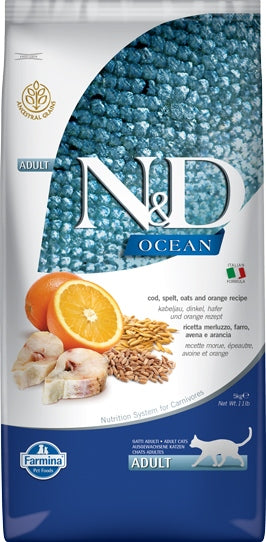 FARMINA N&D Ocean adult cat food cod oats 5 kg
