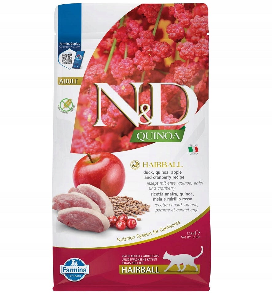 FARMINA N&D Quinoa Cat Hairball Duck, Apple & Cranberry - 1.5kg Brand Farmina