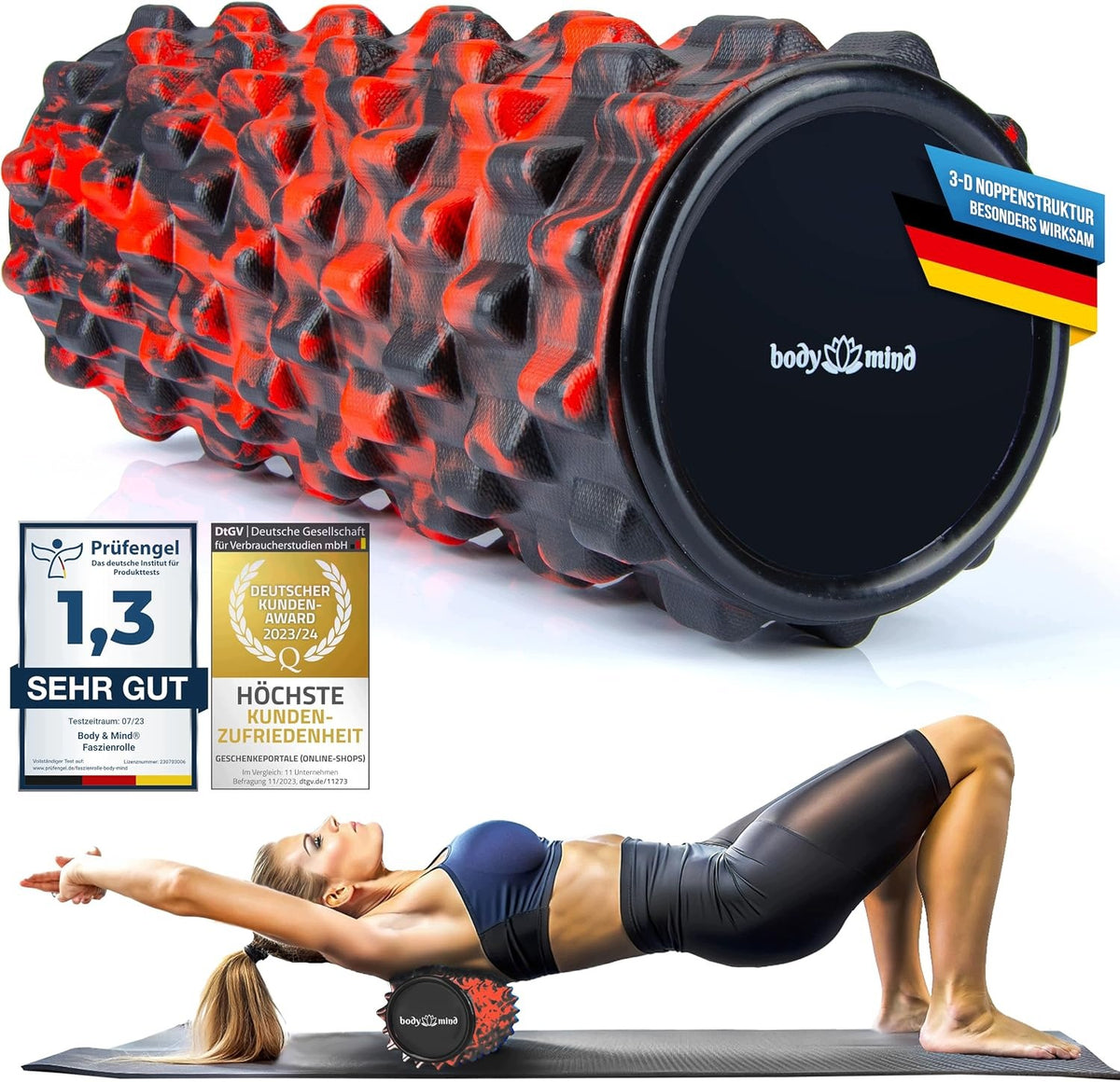 FASCIA MASSAGE ROLLER 3D FITNESS ROLLER 33 CM REGENERATION