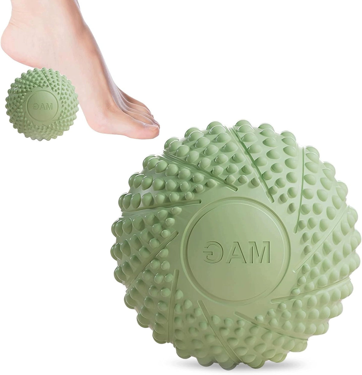 FASCIAL MASSAGE BALLS WITH SPIKES GREEN 7 CM FOR LEGS AND MUSCLES