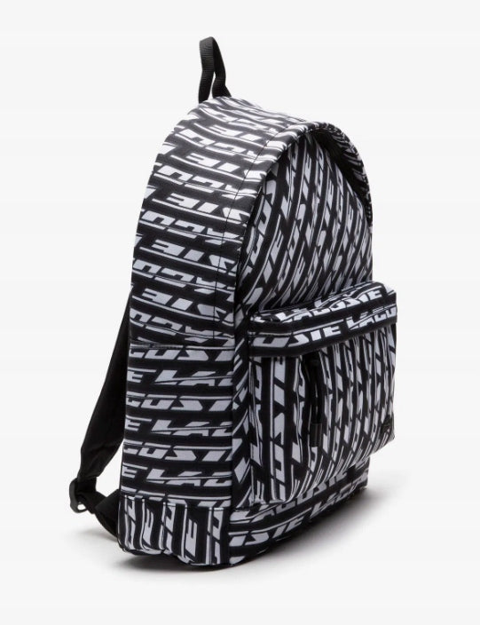 FASHIONABLE BACKPACK LACOSTE NH4223NZ BLACK WITH INSCRIPTIONS AND LOGO POCKET FOR laptop Brand Lacoste