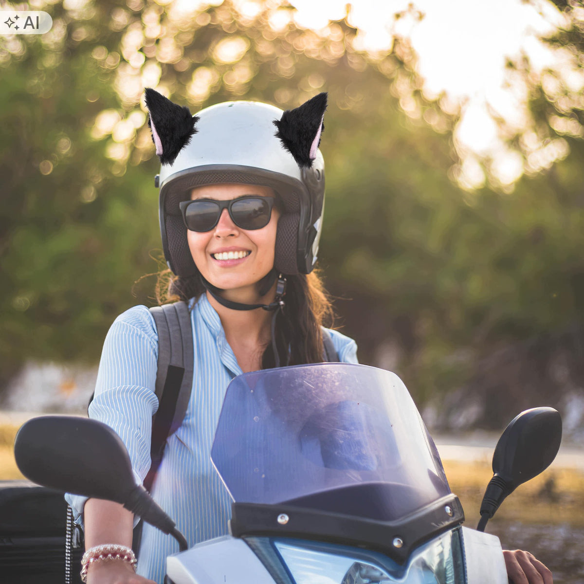 FASHIONABLE BLACK CAT EAR HELMET DECOR FOR MOTORBIKE HELMETS EAN (GTIN) 4896036307192