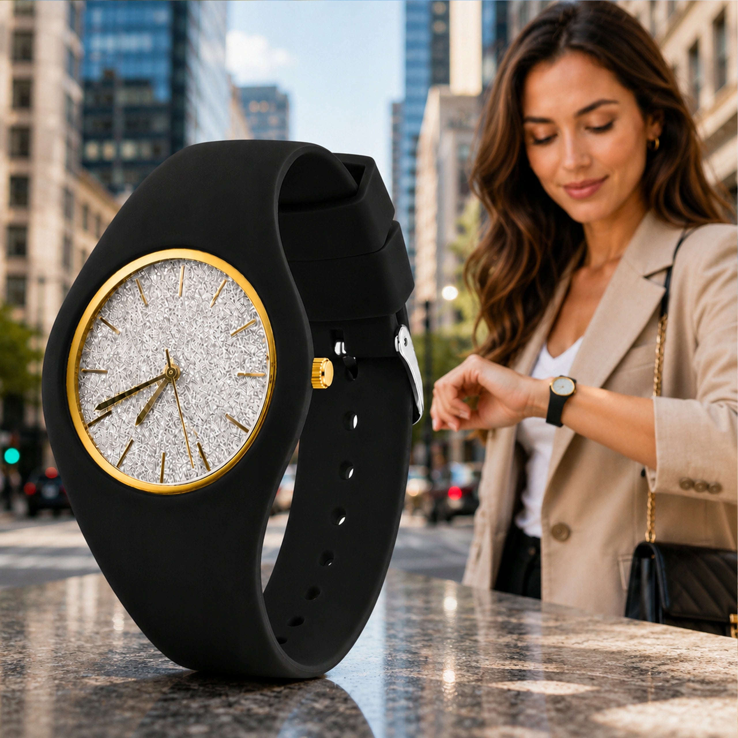 FASHIONABLE BLACK WOMEN'S WATCH CLASSIC SILICONE ELEGANT QUARTZ KURREN Gender woman