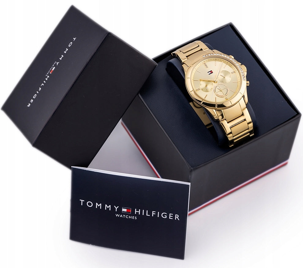 FASHIONABLE GOLD WOMEN'S WATCH TOMMY HILFIGER 1782385 KENNEDY CRYSTALS + BOX Packaging status original