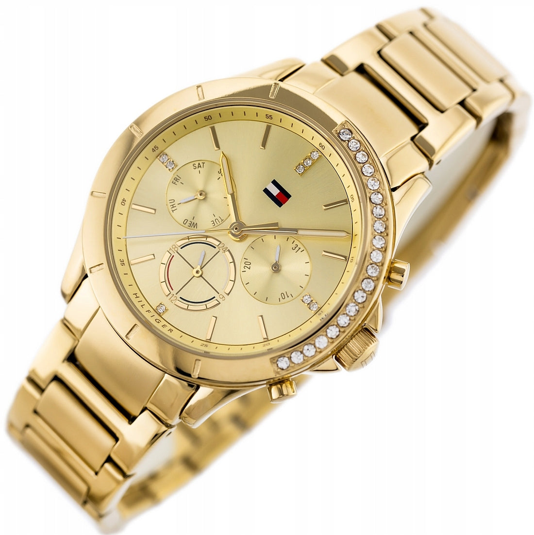 FASHIONABLE GOLD WOMEN'S WATCH TOMMY HILFIGER 1782385 KENNEDY CRYSTALS + BOX